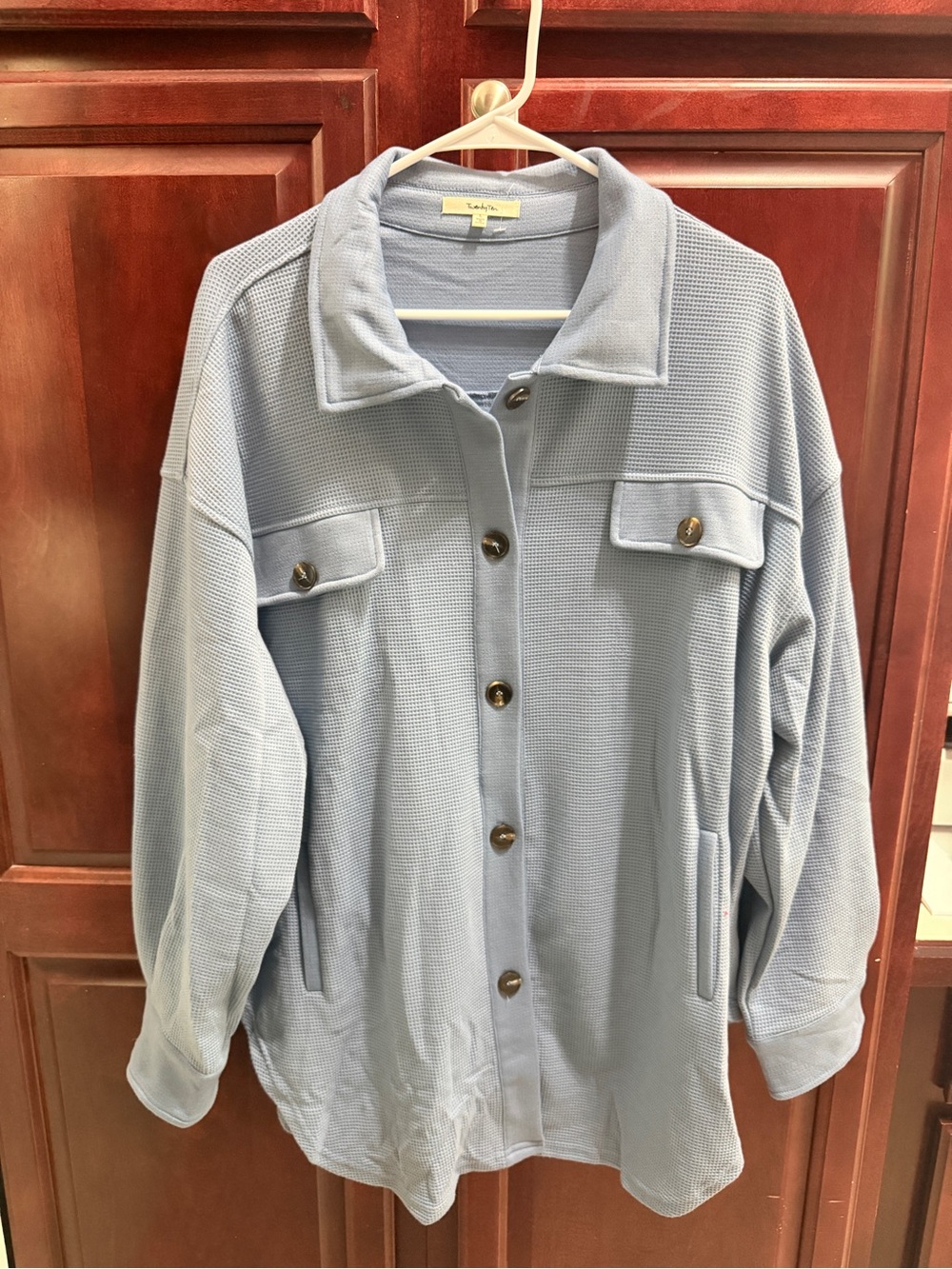 TwentyTen Oversized Waffle Knit Shacket | Blue | Size Large | Like New